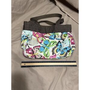 Thirty One Cloth‎ Butterfly Pattern Brown Shoulder Handles Purse Square